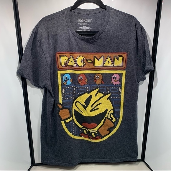 Namco Pac-Man Pacman T-shirt Gray Mens Size Large Arcade Games 1980s - Picture 1 of 7